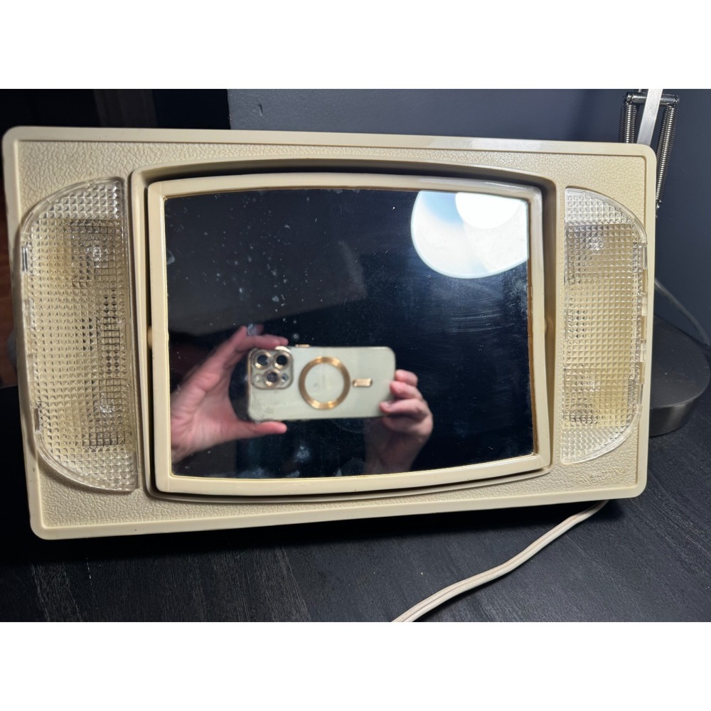 Vintage Travelite Lighted Makeup Mirror Retro Mid Century Vanity Portable Case